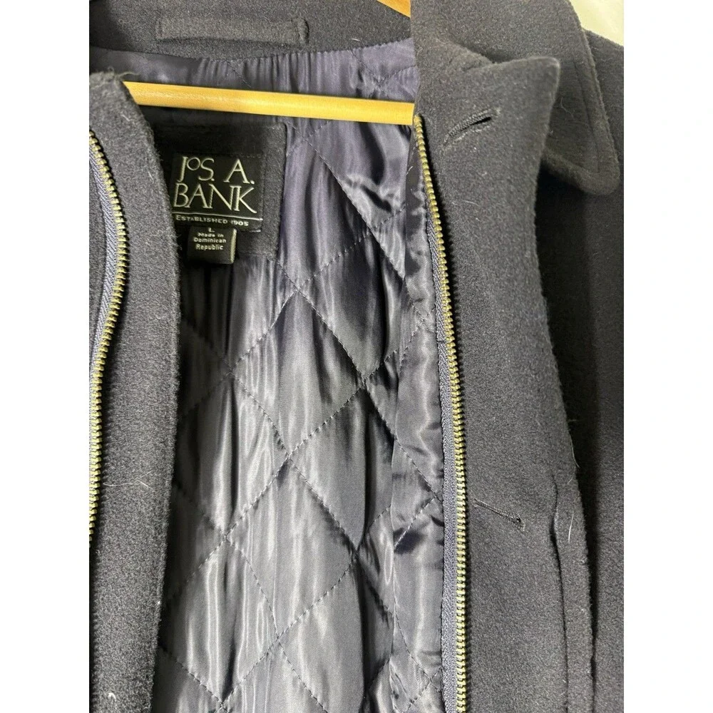 Jos. A. Bank Black Wool Cashmere Bomber Jacket Men’s Large Quilted Lined Zip